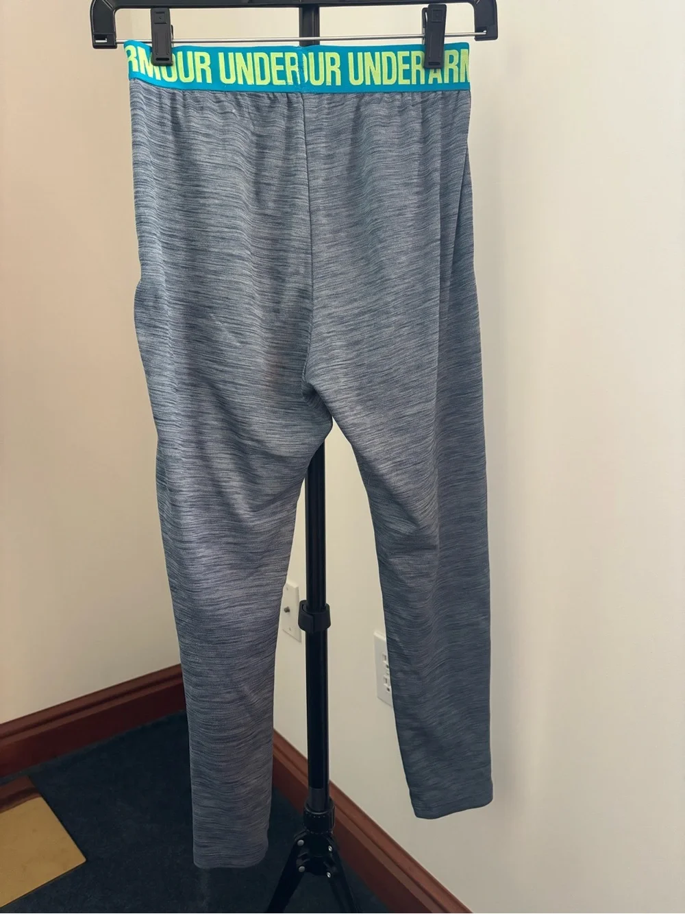 Under Armour Kids Gray Joggers with Neon Yellow & Teal Waistband